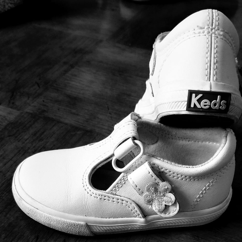 Keds White T-strap toddler shoes